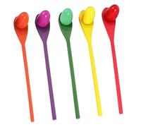 ZUNOXAZ 5 Sets Wooden Balancing Game for Egg Spoon Race Training Lightweight Outdoor Coordination and Sportsmanship Activity Random Color Random Color