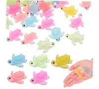 ZUNOXAZ 50 Pcs Mini Resin Glow in The Turtle Figurines, Tiny Animal Ornaments for Fish Tank and Garden Decoration, Multi-color Luminous Turtle Toys Set for Collectors and Boys and Girls
