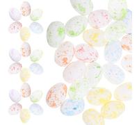 ZUNOXAZ 50pcs Mini Foam Easter Eggs White Speckled Decorative Ornaments Small Festival Adornment for Easter Holiday Craft and Party Supplies