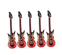 ZUNOXAZ 5pcs Inflatable Flame Guitar PVC Party Decorations Lightweight Blow Up Musical Instruments for Birthday Rock and Roll Stage Props with Safety Valve