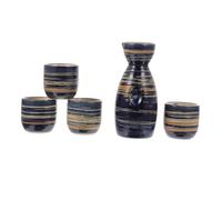 ZUNOXAZ 5Pcs Japanese Style Ceramic Sake Pot and Cups Heat-retaining Narrow Neck Wine Dispenser Kit with Traditional Porcelain for Home Bar Restaurant Entertaining