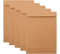 ZUNOXAZ 5Pcs Kraft Paper Document Envelopes with Self-Adhesive Strip Project Bags for Office Business Travel Filing Organizer Folder for Papers
