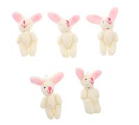 ZUNOXAZ 5PCS Miniature Bunny Figurines Jointed Plush Rabbits Soft Fuzzy Animal for Bedroom Living Office Decoration Easter Birthday Gifts