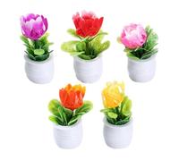 ZUNOXAZ 5pcs Miniature Potted Plant for Dollhouse Accessories Realistic Mini Bonsai Flower Models for Micro Landscape Indoor Artificial Plants Decoration Compact for Home Office Craft