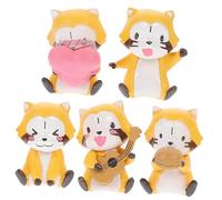 ZUNOXAZ 5pcs Miniature Resin Bear Figurines Cute Cake Toppers Decorative Baking Ornaments for Home Office Birthday Party DIY Garden Tabletop Display