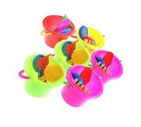 ZUNOXAZ 6 Sets Beach Playset Plastic Sand Bucket Set Random Colors Patterns Educational Outdoor for Promotes Creativity Social Skills