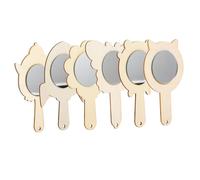 ZUNOXAZ 6pcs DIY Wooden Handheld Mirrors Unfinished Creative Craft Butterfly Flower Penguin Puppy Bear Shapes for Early Education and Practical Skill Development