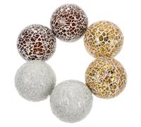 ZUNOXAZ 6pcs Glass Sphere Balls Decorative Mosaic Orbs for Table Centerpieces Bowls Vases Living Dining Home Hotel Office Elegant Gold Khaki White