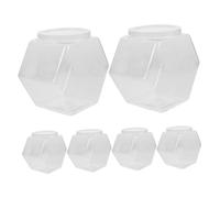 ZUNOXAZ 6pcs Hexagonal Candy Jars with Lids Transparent Plastic Sweet Storage Containers for Parties Snacks and Self-serve Treats in Home Office School Settings