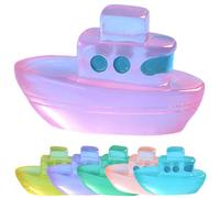 ZUNOXAZ 6Pcs Miniature Glowing Boat Models Resin Craft Tiny Boat Ornaments for Micro Landscape Decoration for Garden Decor and DIY Projects