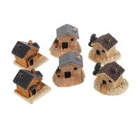 ZUNOXAZ 6pcs Miniature Villa Landscape Ornaments Resin Moss Garden Decor Fairy Cottage House Statues for Micro Landscape