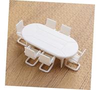 ZUNOXAZ 7PCS Meeting Table Chair Kit Model Decoration Set for Indoor DIY Scene Miniature Furniture Prop for Creative Pretend Play