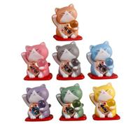ZUNOXAZ 7pcs Mini Fortune Cat Figurines PVC Cartoon Lucky Cat Sculpture for Car Garden Lawn Balcony Decor Micro Landscape Ornament Collection