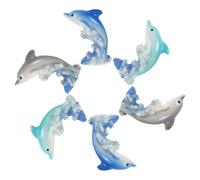 ZUNOXAZ 7pcs Miniature Resin Dolphin Figurines Tiny Ocean Dolphins Statues for Moss Terrariums Dollhouse Cupcake Toppers and Home Decoration