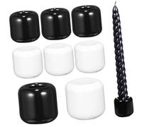 ZUNOXAZ 8 Pcs Ceramic Chime Candle Holders Small Round Tabletop Spell Holders for Rituals and Spells Stable Lightweight Design Black and White Decor for Home and Ceremony