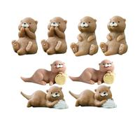 ZUNOXAZ 8pcs Mini Resin Otter Figurines Micro Landscape Animal Statues Intricately Crafted Tiny Miniature Otters for Fairy Garden Home Decor and Themed Scene Accessories
