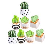 ZUNOXAZ 8pcs Miniature Faux Succulent Cactus Bonsai Mixed Style Artificial Micro Landscape Plants for Dollhouse Decor Photo Props No Watering Needed