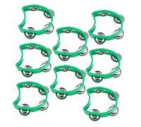 ZUNOXAZ 8pcs Musical Tambourine Green Plastic Handheld Rhythm Instrument for Preschoolers with Friendly Grip Reinforced Structure for Home School Party Activities