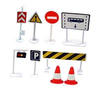 ZUNOXAZ 9Pcs Childrens Road Sign Realistic Traffic Parking Scene Educational DIY Safety Street Signs for Early Learning and Imaginative Play