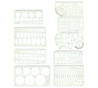 ZUNOXAZ 9pcs Geometric Drawing Template with Circle and Oval Stencils for Precise Sketching and Measuring Plastic Rulers for Office School Home and Architectural Use for Artists