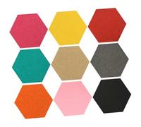 ZUNOXAZ 9pcs Hexagon Felt Tile Board Self Adhesive Wall Bulletin Stickers for Notes Photos Office Home Decor with Push Pins in Multi-Color