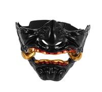ZUNOXAZ Adjustable Japanese Oni Samurai Half Face Mask Resin Demon Cosplay Accessory for Halloween Masquerade Ball Lightweight Comfortable Fit
