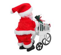ZUNOXAZ Animated Santa with Shopping Cart Christmas Figurine for Musical Holiday Decoration with Lifelike Movements Festive Christmas Melodies Materials for Party Favors and Seasonal Decor