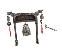 ZUNOXAZ Antique Alloy Feng Shui Bell Ornament with Hammer Retro Chinese Style Geomancy Office Adornment Table Decor for Study Tea and Balcony