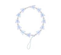ZUNOXAZ Butterflies Pearl Phone Lanyard Stylish Smartphone Hanging Decor with Crystal Easy to Attach Detach for Friends Family Cute Phone Accessories