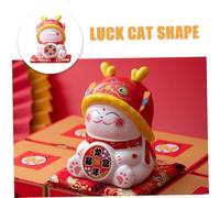 ZUNOXAZ Ceramic Fortune Cat Piggy Bank Money Pot Decorative Coin Saving Jar for Home Office Cute Lucky Cat Ornament with Wealth Symbol Gift for Families and Friends