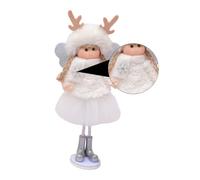 ZUNOXAZ Christmas Angel Doll Ornament Standing Pink White Girl Figurine Party Desktop Decoration