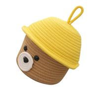 ZUNOXAZ Cute Cartoon Bear Storage Basket with Lid Cotton Rope Sundries Organizer for Books Desktop Capacity Storage Bin for Home Nursery Gift for for for for for for Idea