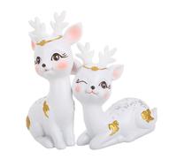 ZUNOXAZ Cute White Deer Figurines Car Decor Resin Animal Statues Quick Install Artistic Center Console Ornaments for Birthday Wedding Anniversary Desktop Decoration