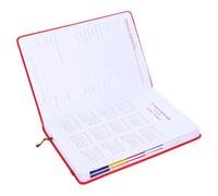 ZUNOXAZ Daily Planner Notebook Portable English Agenda Notepad for Office and Travel Red Cover Lightweight Writing Organizer for Work and School