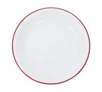 ZUNOXAZ Deep Enamel Dinner Plates Thickened Retro Red Rim Chipping Resistant Snack Dish Multifunctional Salad Pasta Bowl for Outdoor Picnic BBQ and Everyday Use