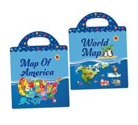 ZUNOXAZ Educational World Map Sticker Books for Reusable American and Global Maps Early Learning for Creativity and Interaction
