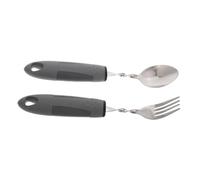 ZUNOXAZ Ergonomic Weighted Stainless Steel Utensils Set for Elderly Adults Anti-Tremor Fork and Spoon with Soft Rubber Grip Bendable Handles for Stable Self-Feeding and Reduced Hand