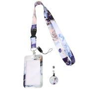 ZUNOXAZ Glitter Marble PVC Card Holder with Retractable Reel Creative Photocard Sleeve for Work Id Bus and Bank Cards Lightweight and Compact Badge Cover for Office and School Use
