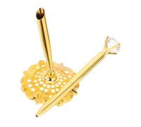 ZUNOXAZ Golden Rhinestone Ballpoint Pen with Metal Stand Smooth Writing Counter Pen for Wedding Guest Book Bank Reception Hotel Desk Office Supplies Stylish and Luxurious Design