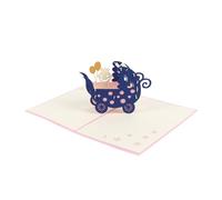 ZUNOXAZ Greeting Card for Newborn Pop-up Paper Craft Message Card for Parents Congratulatory Blessing Milestone Moments Celebration