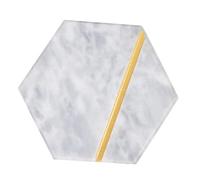 ZUNOXAZ Hexagonal Gray White Marble Coaster with Gold Inlay Anti-scald Cup Mat for Drinks Coffee Tea Home Table Protection Heat Resistant Decorative Placemat