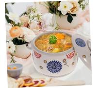 ZUNOXAZ Japanese Style Ceramic Soup Bowl with Lid Hand-Painted Steaming Tureen for Kitchen Essentials Household Steaming Cup for Soup Stew Dessert and Porridge Serving