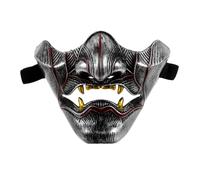 ZUNOXAZ Japanese Style Cosplay Mask Hannya Half Face Samurai Mask with Elastic Band for Men and Women Theater Performance Prop for Costume Party and Japanese Drama