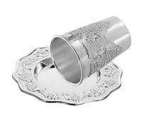 ZUNOXAZ Kiddush Cup Set with Engraved Judaica Wine Glass and Tray Zinc Alloy Jewish Drinking Cup for Shabbat Havdalah and Passover Sturdy High-stemmed Goblet for Holiday Blessings and