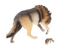 ZUNOXAZ Lifelike North American Brown Wolf Statue Abs Model Wildlife Animal Ornament for Home Garden Office Decor Cognitive Desktop Shelf Display