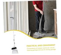 ZUNOXAZ Long Handled Dustpan and Broom Set with Soft Bristles Flexible Floor Brush for Indoor Outdoor Cleaning Lightweight Stand Up Sweeping Kit for Home Garage Workshop Use