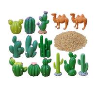 ZUNOXAZ Mini Cactus Ornaments Set with Desert Animal Figurines - Realistic Simulation Plants, Camel Figures and Fine River Sand for Home and Office Desert Decor