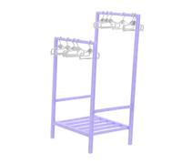 ZUNOXAZ Mini Doll Clothes Rack with Little Hangers Purple Compact Dollhouse Garment Organizer for Doll Wardrobe Accessories Space-saving Plastic Design
