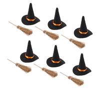 ZUNOXAZ Mini Witch Hat and Broomstick Set Whimsical Halloween Decorations for Office Home School and DIY Craft Projects Compact Felt Accessories for Festive Party Accents