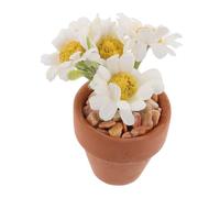 ZUNOXAZ Miniature Daisy Artificial Plant for Dollhouse Decor Tiny Simulation Flower in Red Pot Compact Low Maintenance Mini Potted Flower for Small Spaces Office Desk Shelf Ornament